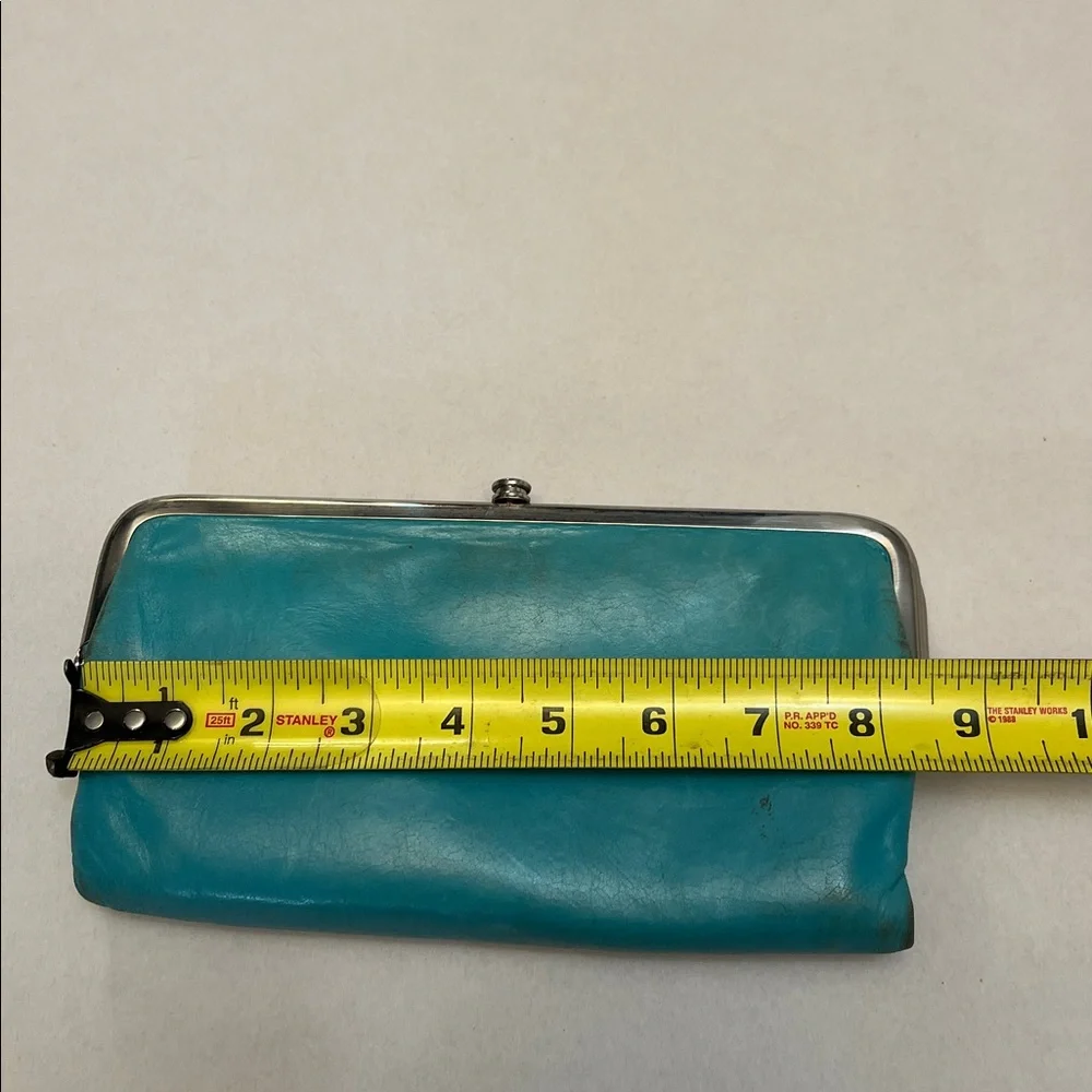HOBO LAUREN LEATHER CLUTCH VINTAGE DISTRESSED WALLET TURQUOISE